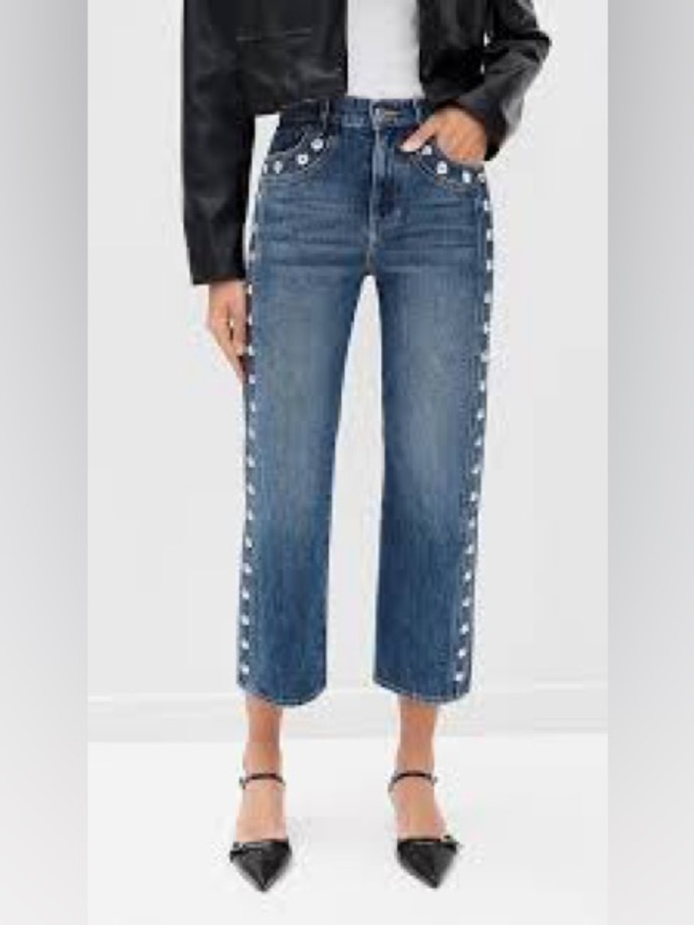 VERONICA BEARD Dylan Studded High Rise Ankle Jeans | Size 25 | NWT - Picture 2 of 10